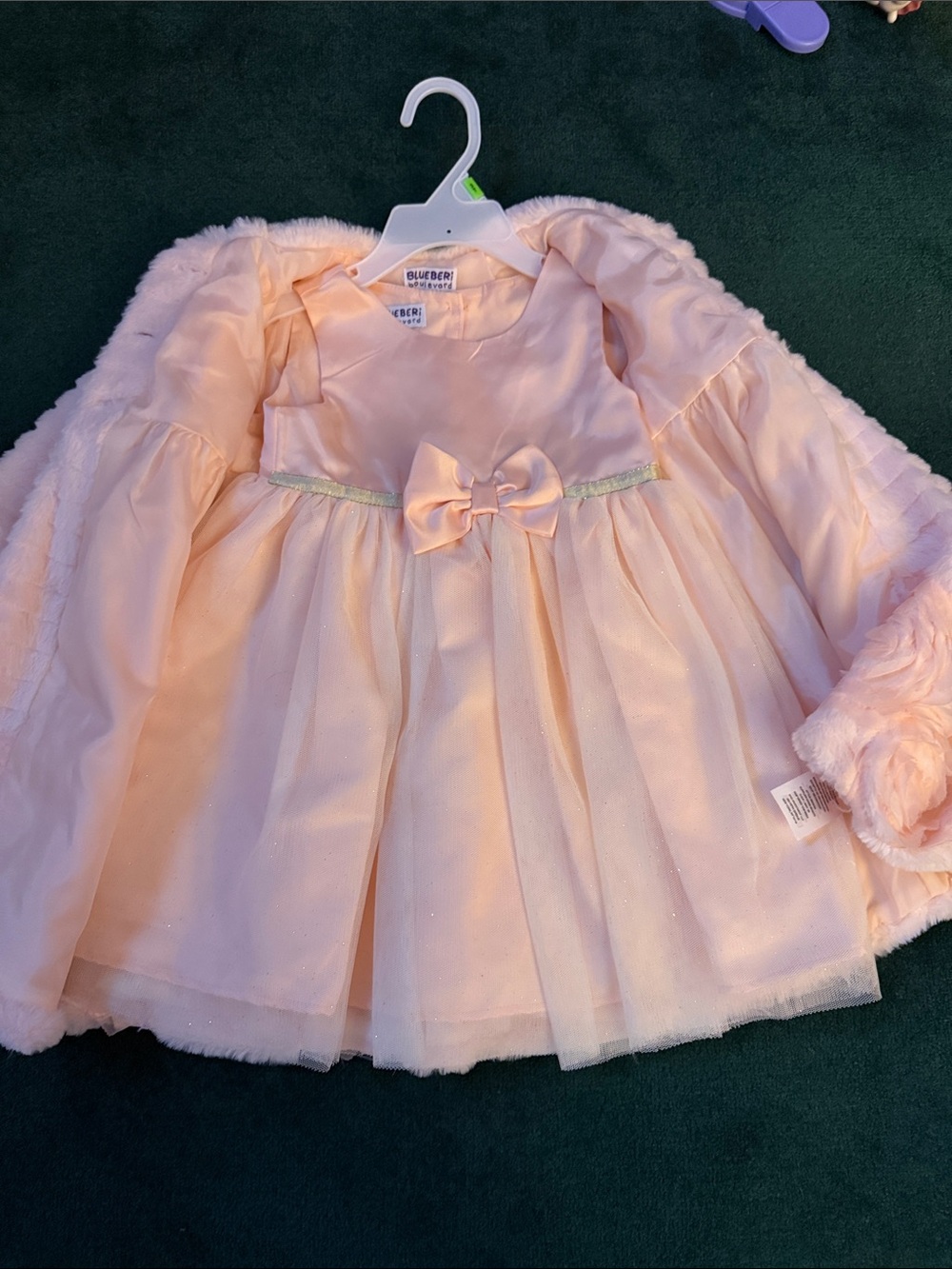 Blueberi Boulevard Light Pink Tulle Bow Coat for Girls